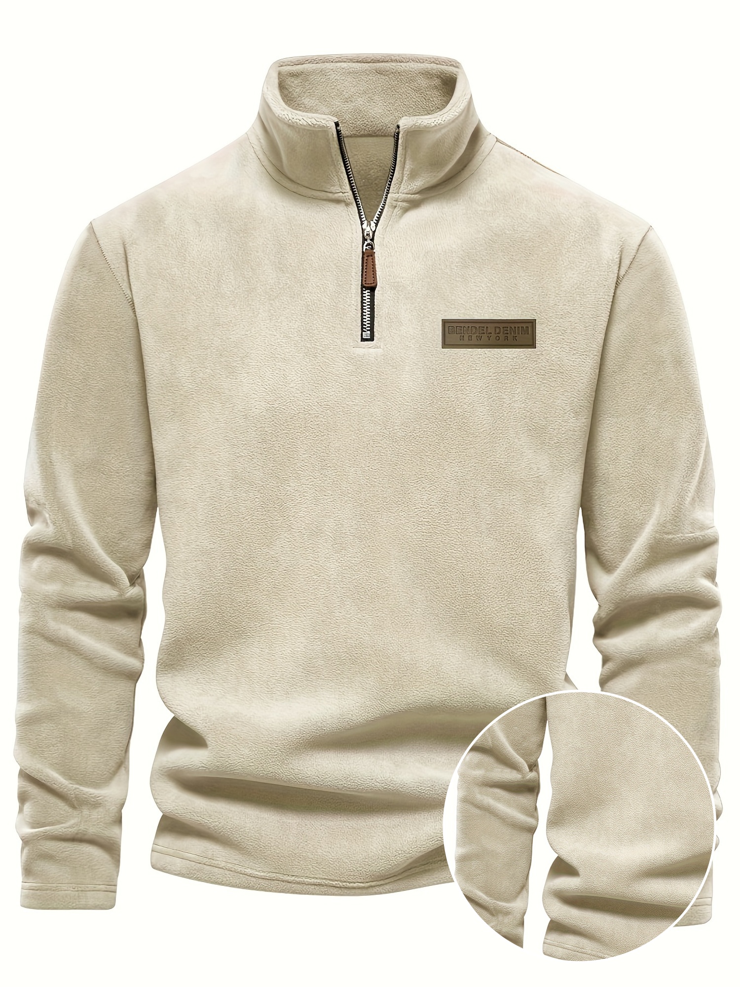 Autumn/Winter New Men's Sweatshirt with Stand-Up Collar, Half-Zip, Long Sleeves, Versatile Top, Streetwear Brand, Plush Double-Sided