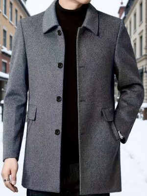 [Wanrenshan OBM] 2025 American Style New Men'S Casual Classic Versatile Solid Color Side Double Pocket Easy Design Handsome Dad Wrinkle-Resistant Non-Iron Single-Breasted Light Luxury Trench Coat