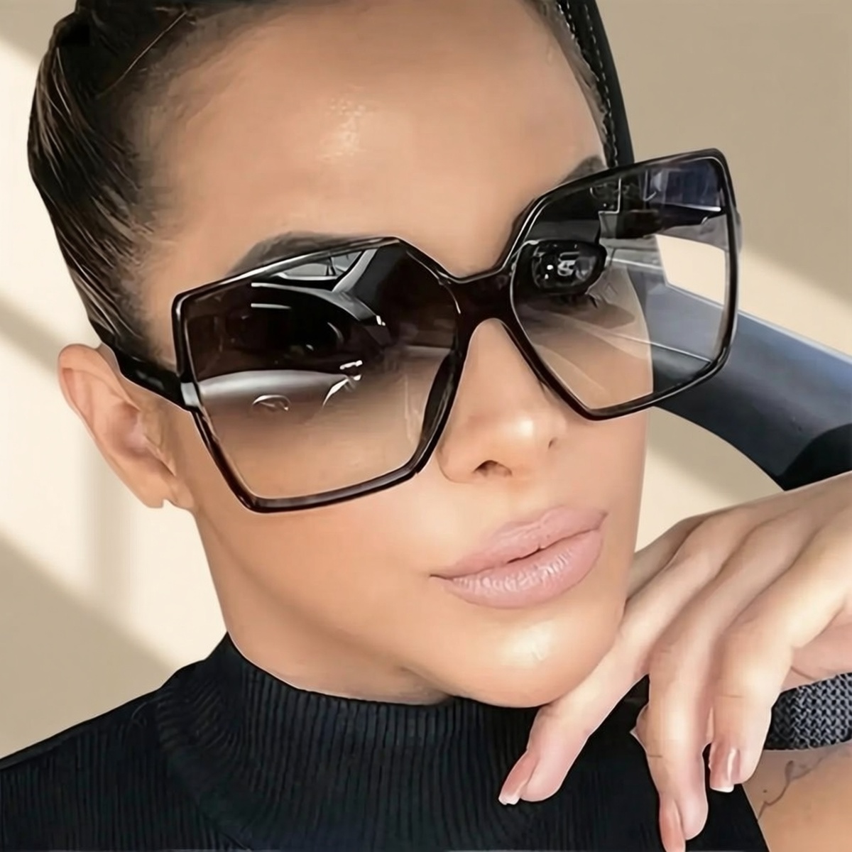 Oversized Round/Hexagonal Large Frame Fashion Glasses - Oversized Oversize PC Frame Glasses with Tinted, Lightweight & Durable, Oversizing Eyewear for Wide Face, European & American Style (No Prescription Needed) - Fashion Accessory - Image 6