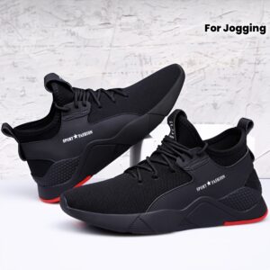 Men'S Low-Top Sneakers - Lightweight And Breathable Design, Featuring Laces And Cushioned Soles - Suitable for Fitness, Running, And Everyday Casual Wear - Easy Black Style with an Easy-To-Clean Upper