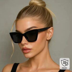 Vintage Punk Black Cat-Eye Glasses, Stylish Retro Decorative Eyewear for Women, Unique And Durable PC Glasses, Perfect for Parties And Back-To-School Season