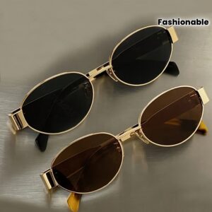 product-fmket-d2dc49c855a2faefb9899e386c217daa 2/1 Pair Women's Metal Frame Oval Fashion Trendy Glasses for Daily Wear, Women's Tinted Beach Accessories