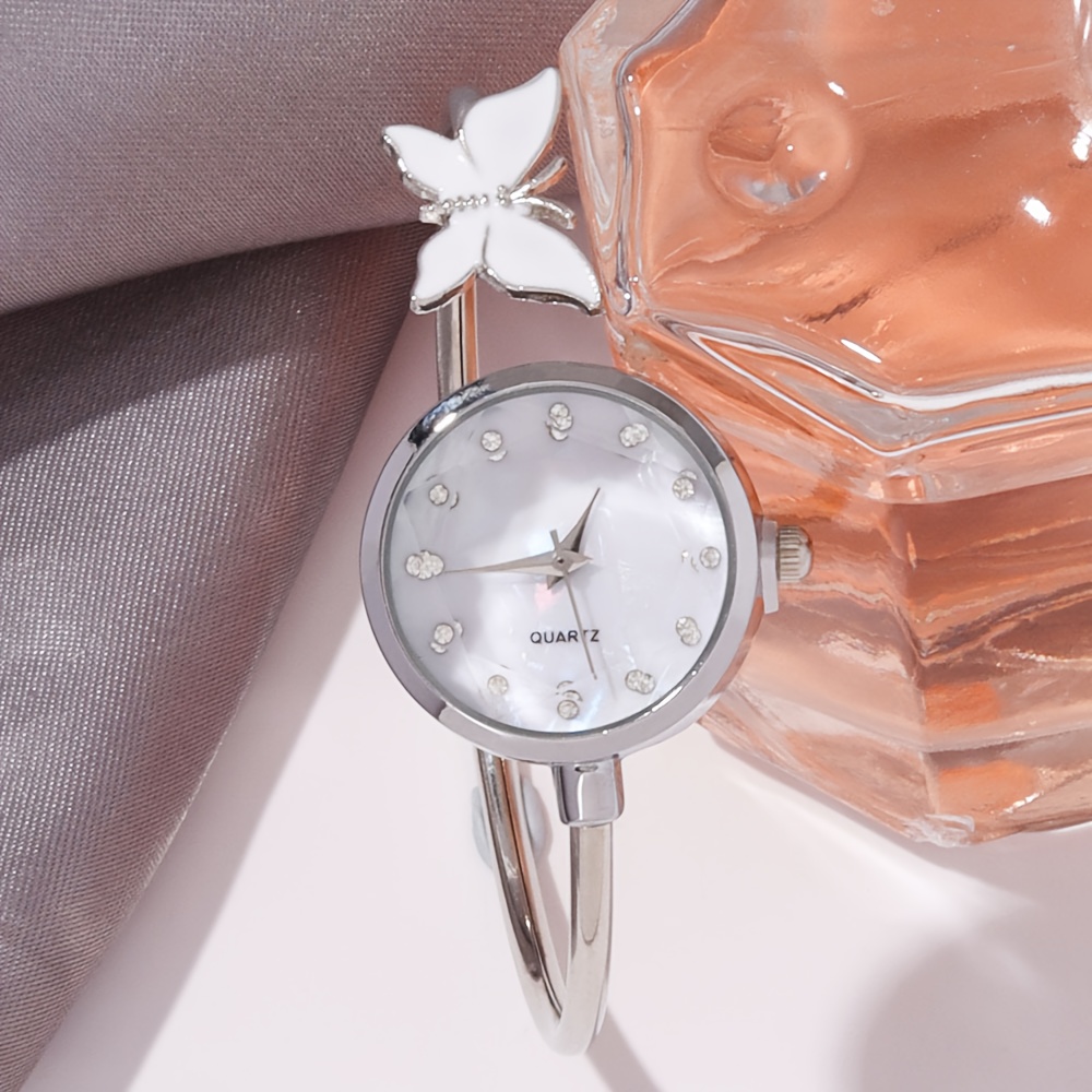 1pc Minimalist Ladies' Watch, Featuring a Classic Round Dial with a Clean Surface and Butterfly Decoration—a Perfect Gift for Family and Friends: Birthday Present/back-to-school Season/Halloween/daily Wear. No Box Included. A Stylish Back-to-school - Image 2