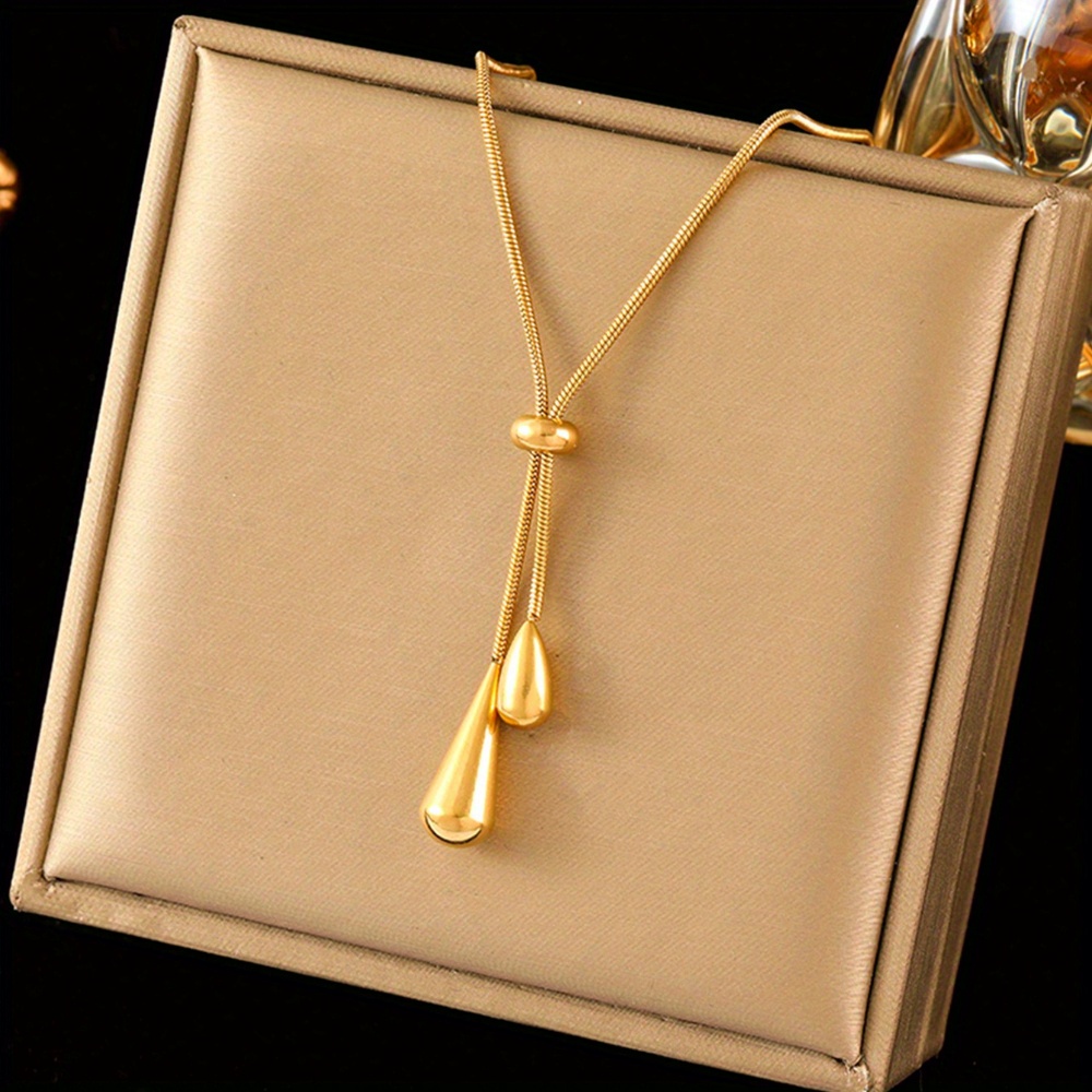 An Adjustable Golden Stainless Steel Y-shaped Pendant Necklace - Simple and Elegant Design, Suitable for Daily and Festive Wear, the Perfect Gift for Women, Ideal for New Year and All Seasons, Minimalist Necklace, Versatile Jewelry, High-quality - Image 3