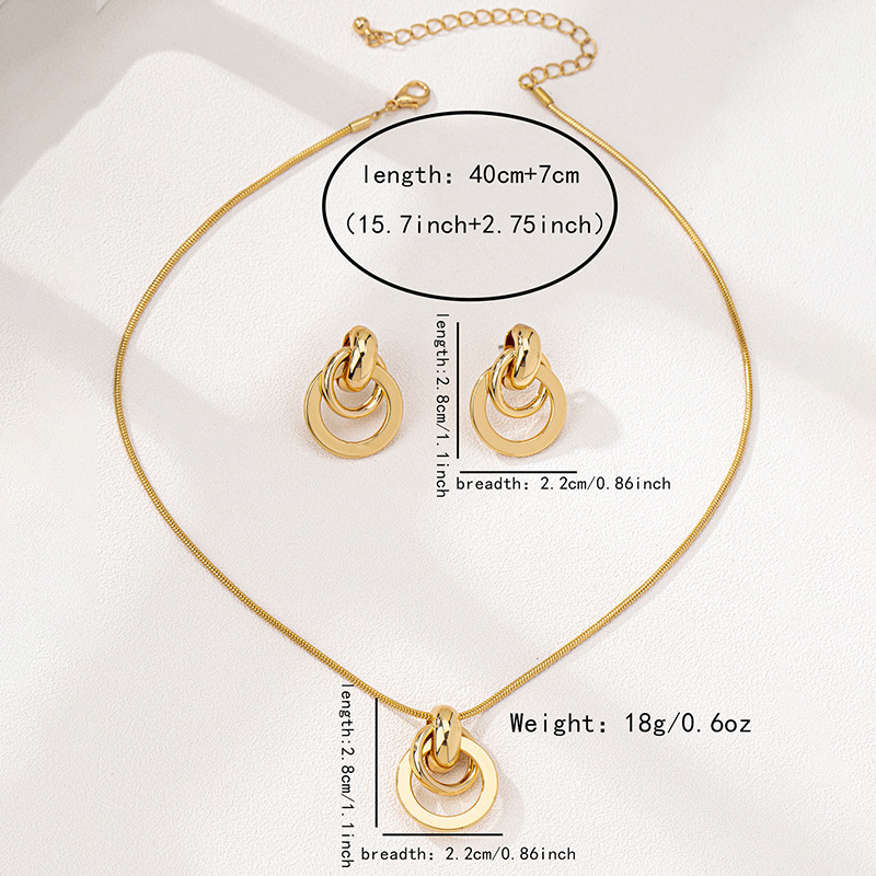 3pcs Set of 316 Stainless Steel Fashionable Metal Geometric Circle Women's Jewelry Set, Featuring a Simple and Exquisite Design with a Generous Vintage Style. Suitable for Women, Couples, and Dating Occasions, Ideal for Daily Wear and Parties. - Image 5