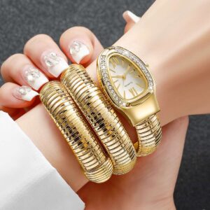 1pc of Women'S Gift Snake-Shaped Watch, Featuring a Unique And Elegant Design, a High-End Wrap-Around Quartz Wristwatch, Excluding The Watch Box