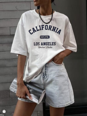 This Women'S Fashion Summer Short-Sleeve T-Shirt Features a Round Neck, Offering a Soft And Comfortable Fit That Is Perfect for Casual Wear And Showcases Youthful Energy. It'S Suitable for Various Occasions Such As Back-To- Season, Leisure