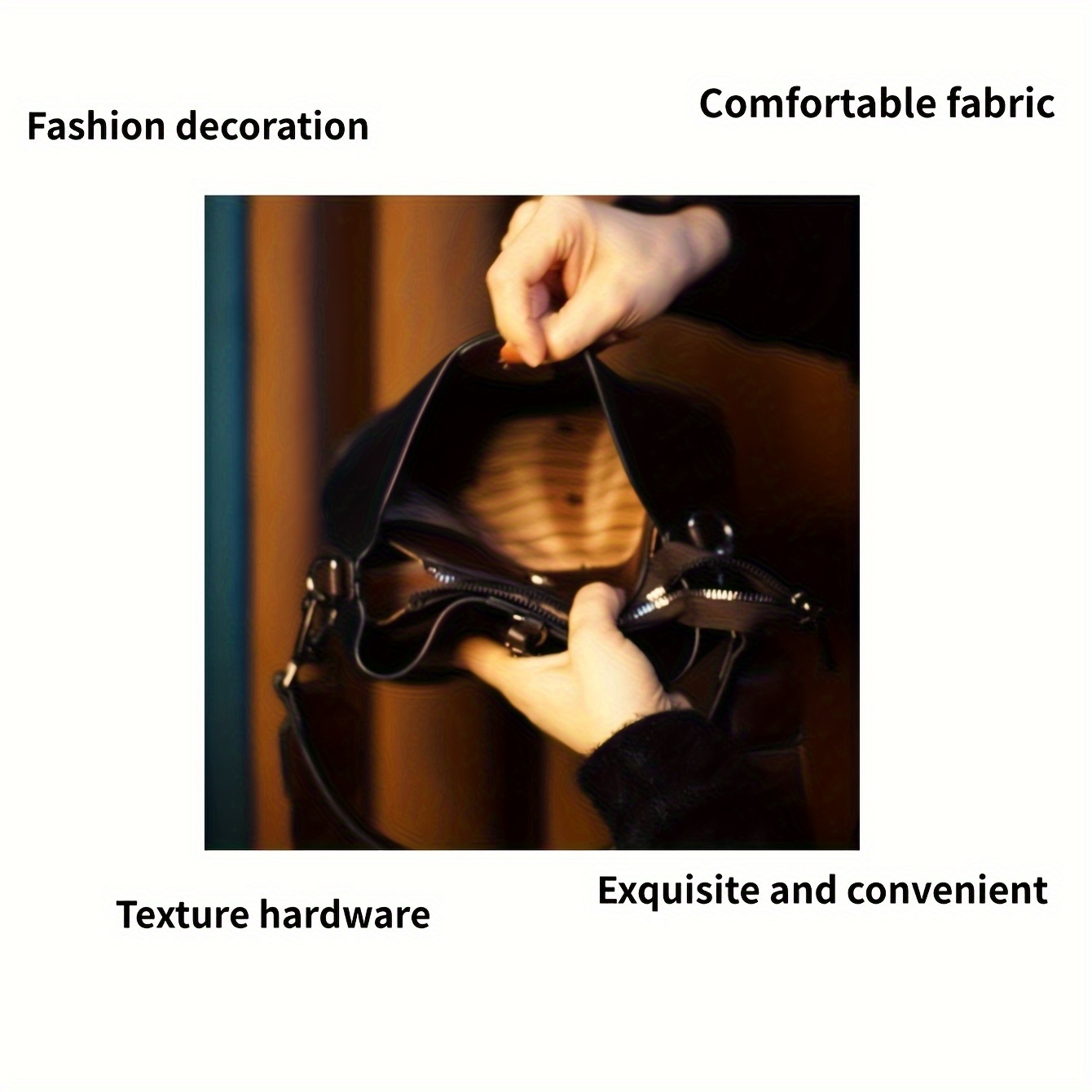 Stylish Women's Bucket Bag - Casual Crossbody, Compact Design with Golden Accents, Black/Brown, Adjustable & Detachable Strap for Everyday Use - Image 5