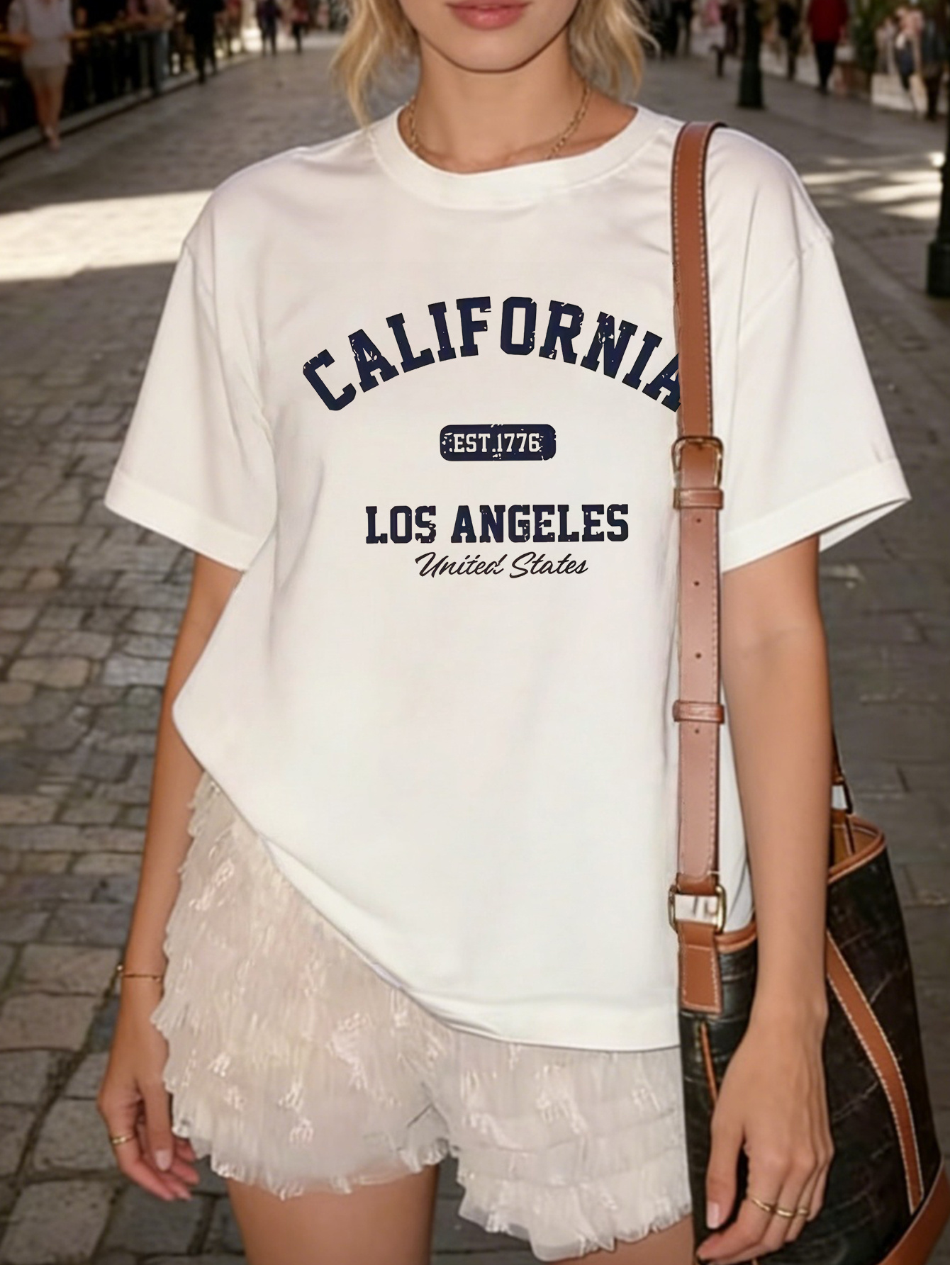 This Women'S Fashion Summer Short-Sleeve T-Shirt Features a Round Neck, Offering a Soft And Comfortable Fit That Is Perfect for Casual Wear And Showcases Youthful Energy. It'S Suitable for Various Occasions Such As Back-To- Season, Leisure - Image 3