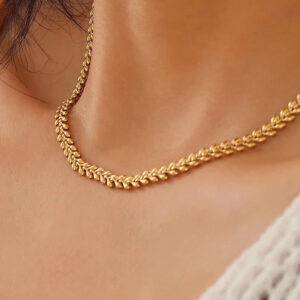 product-open-4ed9d18d5d5d4af59b547531b2c65742-goods A Waterproof Jewelry Gift Featuring a Wheat Chain Necklace Made of 316L Stainless Steel And Plated with