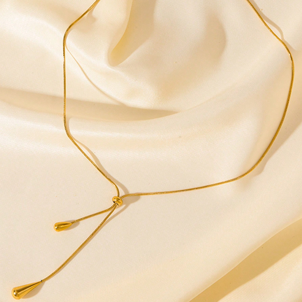 An Adjustable Golden Stainless Steel Y-shaped Pendant Necklace - Simple and Elegant Design, Suitable for Daily and Festive Wear, the Perfect Gift for Women, Ideal for New Year and All Seasons, Minimalist Necklace, Versatile Jewelry, High-quality - Image 5