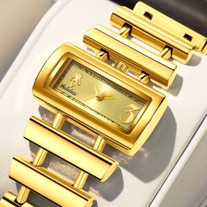 Yalalusi Brand Presents a New Elegant Hollow Design Quartz Watch for Women in 2026. It Features a Unique Letter Decoration, a Compact Square Dial, And a Precise Quartz Movement. The Durable Golden Plating Ensures It Won'T Fade for Two Years. Suitabl