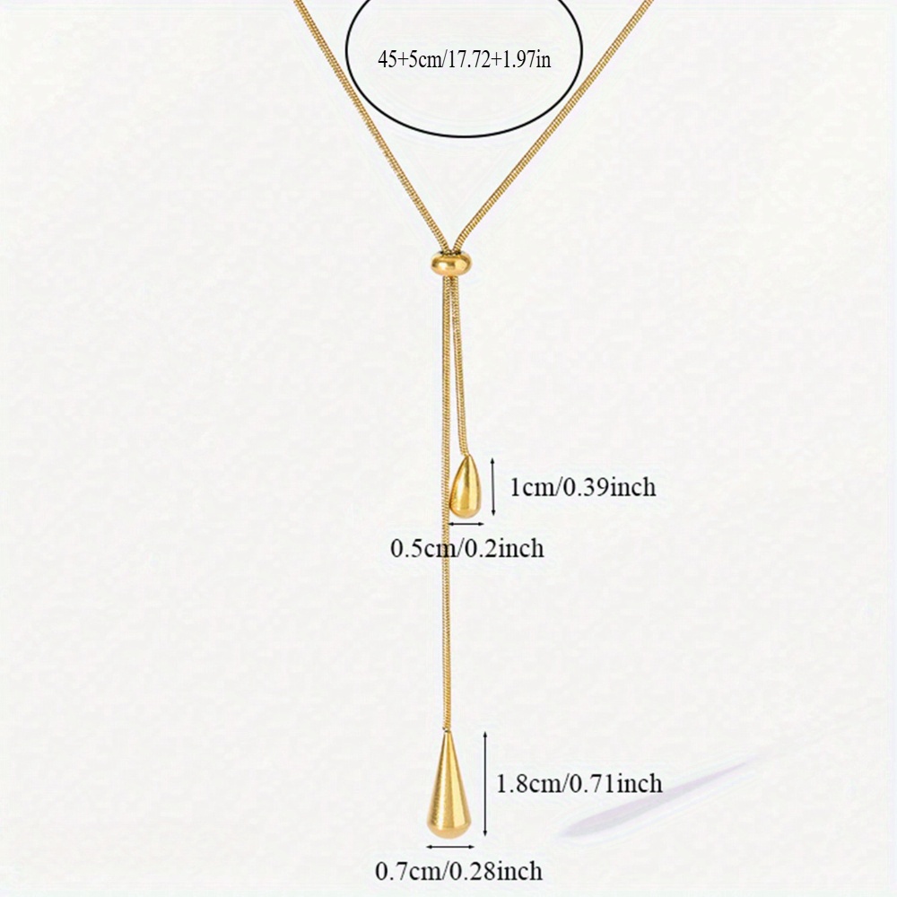 An Adjustable Golden Stainless Steel Y-shaped Pendant Necklace - Simple and Elegant Design, Suitable for Daily and Festive Wear, the Perfect Gift for Women, Ideal for New Year and All Seasons, Minimalist Necklace, Versatile Jewelry, High-quality - Image 4