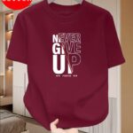 product-open-d707a6778c0a41b29ffd1ce3d2b8eb38-goods Men's 100% Cotton Motivational T-Shirt - "Never Give Up" Positive Attitude Graphic Tee, Breathable Summer Casual Short Sleeve Round Neck Top for Casual Attire, Inspirational Clothing, Trendy Design, Comfortable Material, Slogan Shirt, Young Adults
