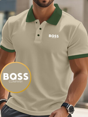 product-open-eef8078a808340959ef2d45550d36435-goods FF4518 Classic BQSS Print Men'S Golf Collar Polo Shirt | Durable, Elastic, Breathable, Short Sleeve, Suitable for All Seasons, Outdoor Leisure, Comfortable