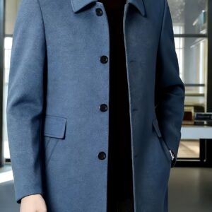 [Wanrenshan OBM] 2025 American Style New Men'S Casual Classic Versatile Solid Color Side Double Pocket Easy Design Handsome Dad Wrinkle-Resistant Non-Iron Single-Breasted Light Luxury Trench Coat - Deep Sky Blue, KW M