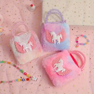 product-Fancyalgo-VirtualModelMatting-bc4bbea14b49cd3f1664c521a170db72 Cute Unicorn Plush Mini Bag, Colorful Faux Fur Crossbody Bag, Glitter Coin Wallet Gift for Birthdays, Christmas, Mother's Day, King's Day, Easter, Valentine's Day