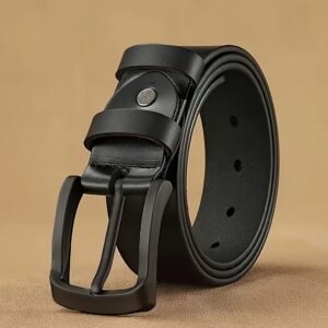 Plus Size Men's Genuine Leather Belt | Square Alloy Large Buckle | High Cost-Effective Durable Style | Suitable for Casual and Business Wear | A Dignified Gift Choice