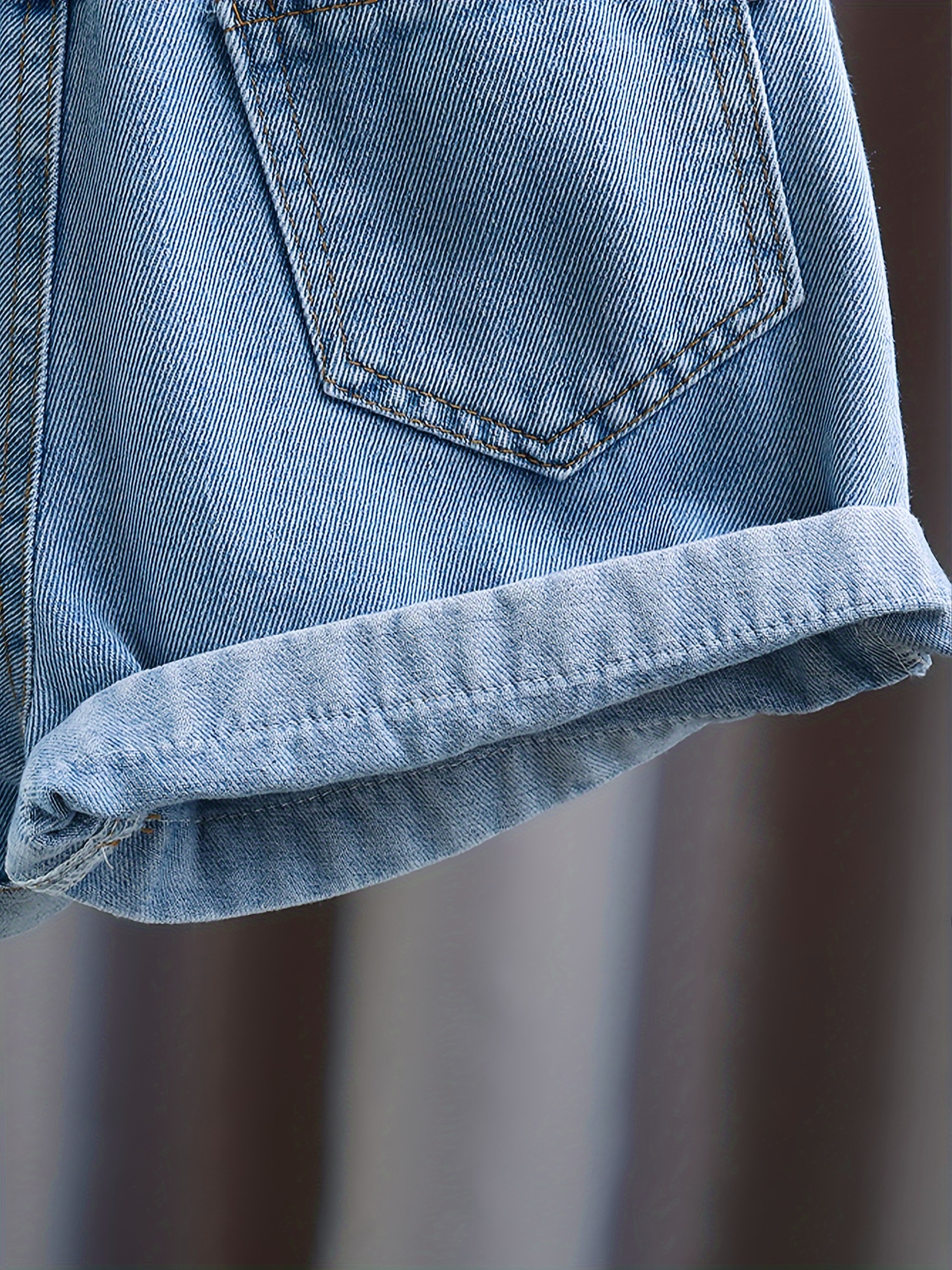 Girls Love Heart-Patterned Denim Shorts in Summer, Rolled-Up Denim Shorts, Denim Hot Pants, Casual Everyday Shorts, Cute Shorts for Girls, Festive Shorts, Must-Have Shorts for Back-To-School Season, Comfortable Elastic Waistband - Image 6