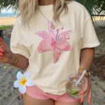 Floral Printed T-shirt Summer Spring Short Sleeve Round Neck Casual Tops Women