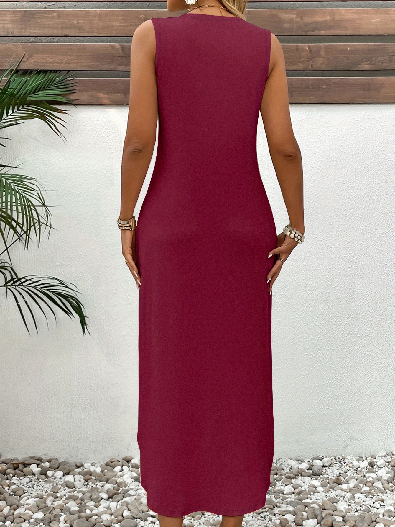 Women's Soft Stretchy Geometric Print Vest Dress - Casual Round Neck Summer Dress with Adjustable Straps, Machine Washable Comfort Fit for Casual Attire, Medium Elasticity Fabric - Image 9