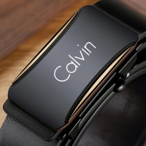 Men's Automatic Buckle Belt - Minimalist Formal & Casual Belt with, Durable Everyday & Special Occasion Accessory for Business, Jeans, Gifts - Compatible with Calvin-Inspired Styles