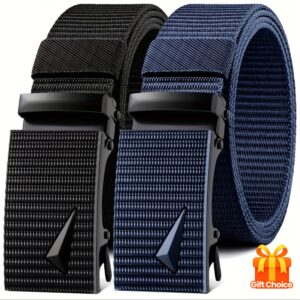 Men's Automatic Buckle Outdoor Canvas Belt Jeans Belt Elastic Sports Pants Belt Wear Simple Solid Color Belt Holiday Gift