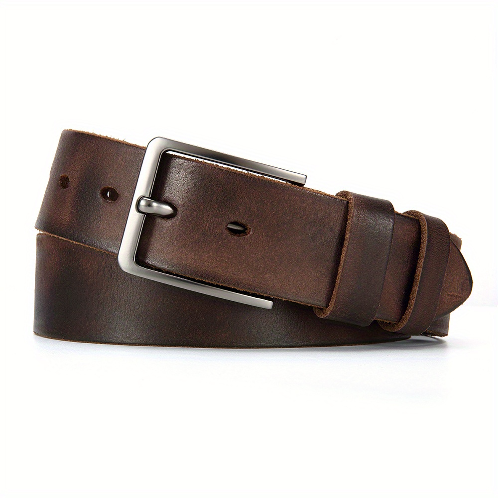 Men's Genuine Leather Belt, Fashionable Pin Buckle Alloy - Casual and Versatile, Suitable for Street Style, Good Gift Choice - Image 3