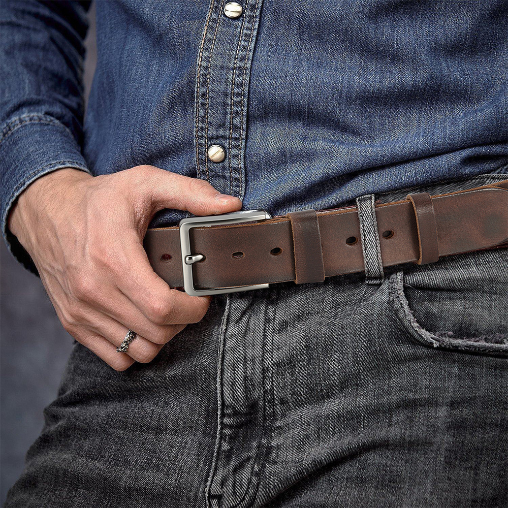 Men's Genuine Leather Belt, Fashionable Pin Buckle Alloy - Casual and Versatile, Suitable for Street Style, Good Gift Choice - Image 7